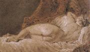 Francois Boucher Reclining female Nude seen from behind oil
